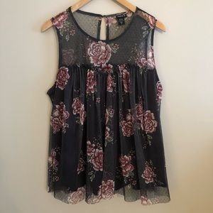Torrid | Floral Print Mesh Tank Top- Sz 2